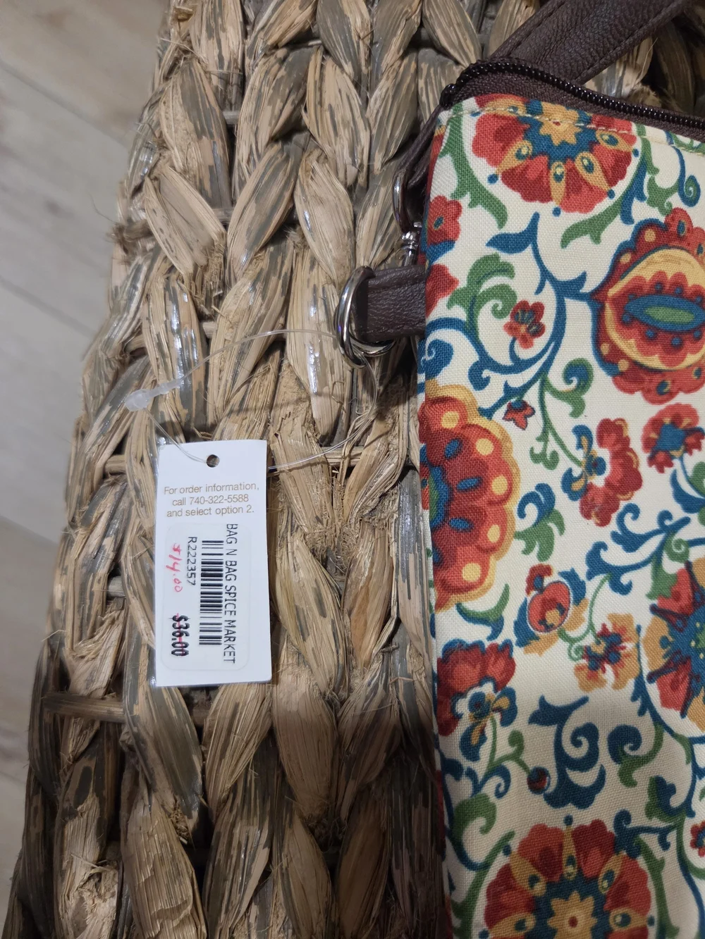 Longaberger Floral Canvas Tote & Crossbody Set